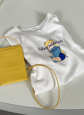 Acme 春秋款 宽松爱心印花短袖白色T恤简约字母水冰月卡通上衣K