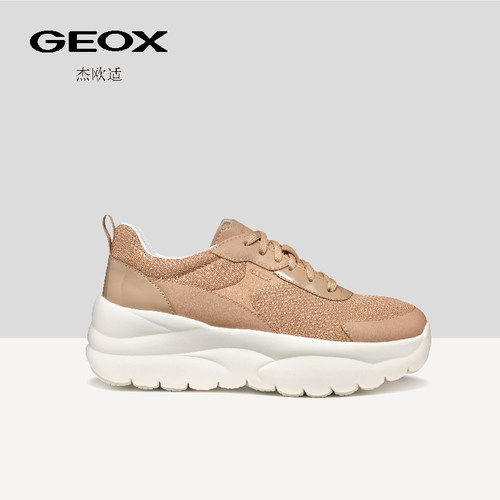 GEOX杰欧适早春柔软厚底增高休闲鞋网面透气运动女鞋