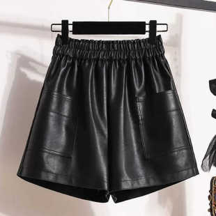显瘦宽松百搭松紧腰PU皮裤 2026秋冬新款 女200斤大码 a字皮裤 女 时尚