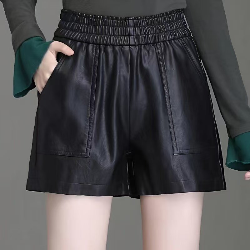洋气皮短裤女秋冬大码200斤胖妹妹松紧腰皮裤阔腿a字胯大粗腿靴裤,女装/女士精品,休闲裤,淘宝优惠券,粉丝福利购,淘宝优惠卷