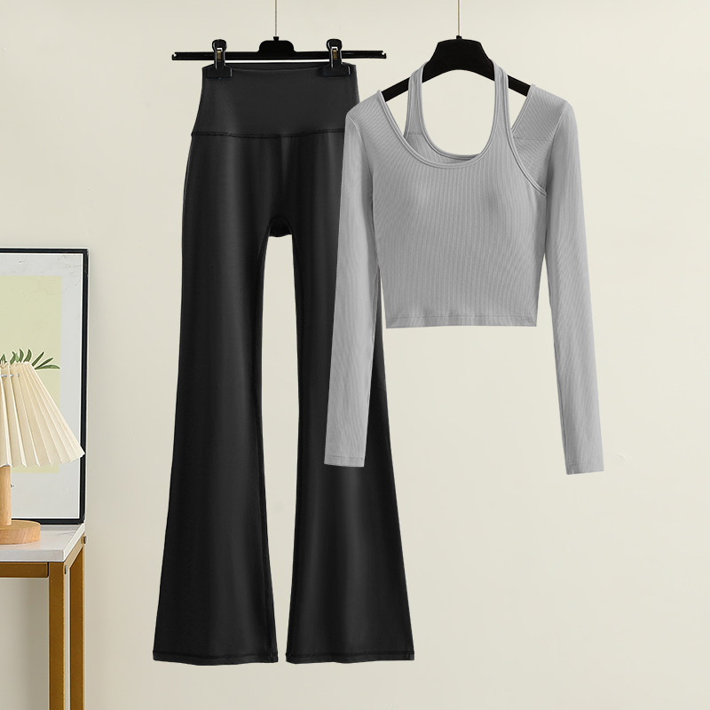 带胸垫瑜伽服秋冬女显瘦长袖运动上衣专业跑步普拉提训练健身套装,运动/瑜伽/健身/球迷用品,瑜伽套装,淘宝优惠券,粉丝福利购,淘宝优惠卷