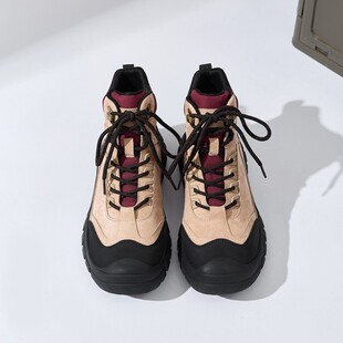 高帮户外登山鞋女2026春新款厚底防滑徒步运动鞋女潮流百搭马丁靴
