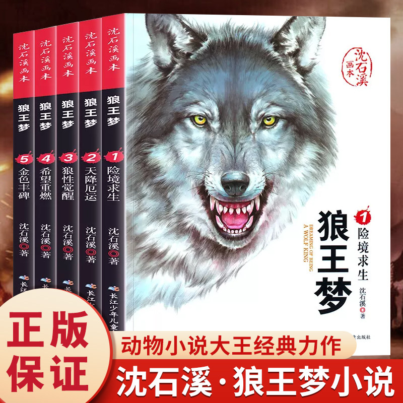 狼王梦正版全套5册沈石溪动物小说画本系列 狼王梦四年级 小学生三四五六年级课外阅读书籍正版812岁儿童文学