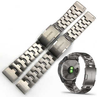 佳明Garmin Fenix7x6x5pro钛合金快拆表带银黑色26mm22飞行家MARQ