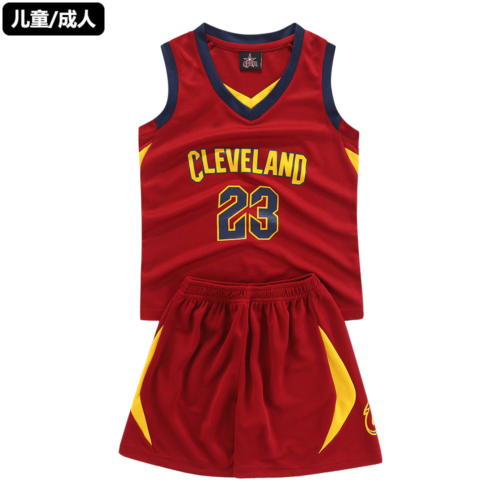 亲子装詹姆斯骑士23号球衣男女儿童大人速干篮球服套装速干训练服
