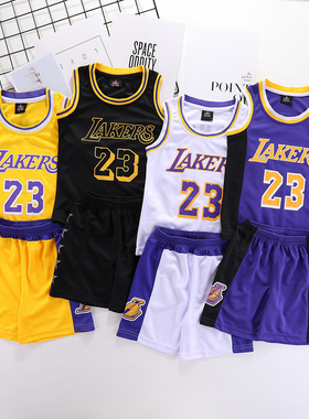 儿童湖人勒布朗·詹姆斯23号球衣男女童篮球服套装James jersey