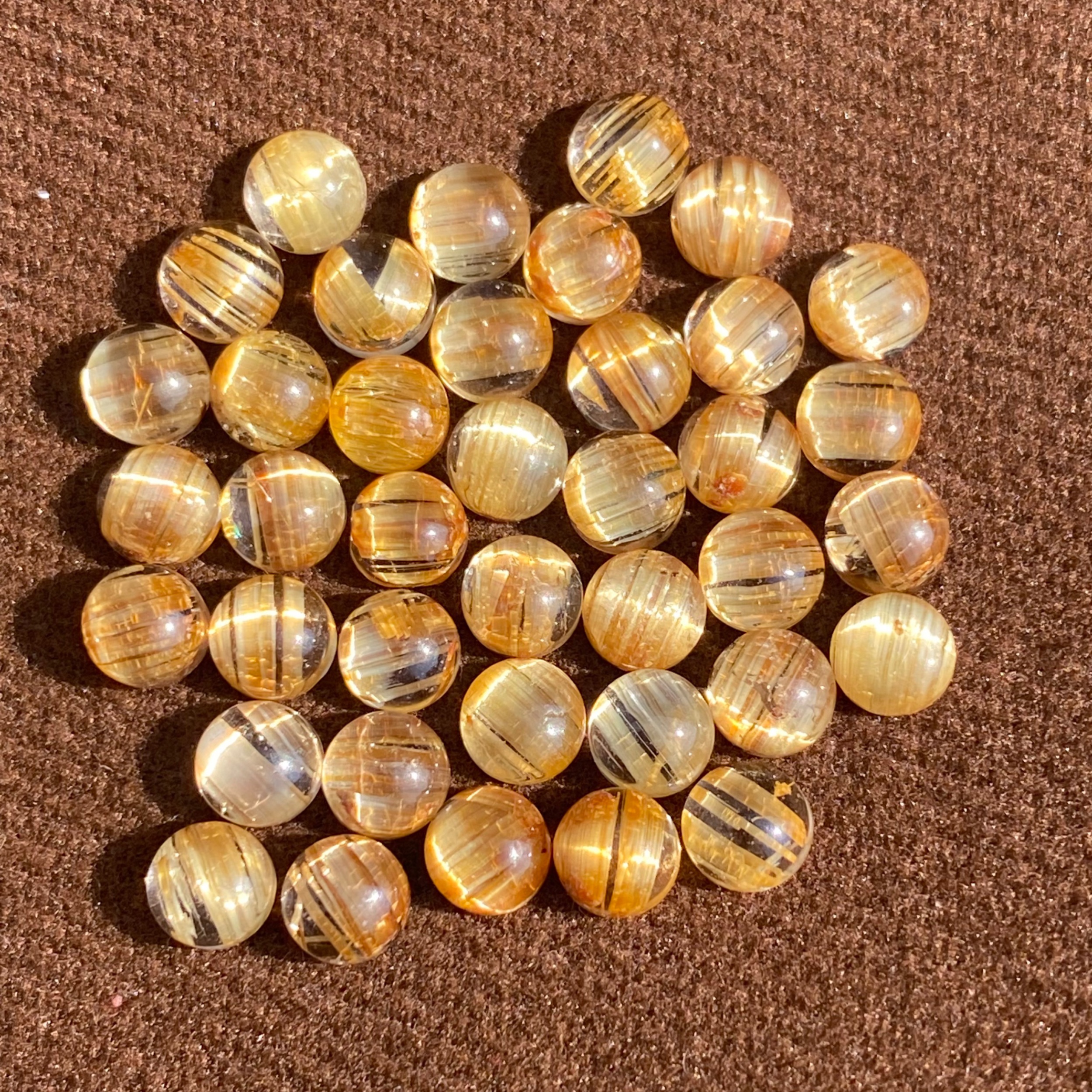 特价小颗粒！天然钛晶戒面裸石圆形蛋面DIY镶嵌戒指项链手链耳钉