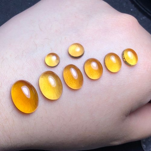 全净体黄水晶戒面裸石蛋面DIY编绳绕线镶嵌戒指手链吊坠耳钉配件