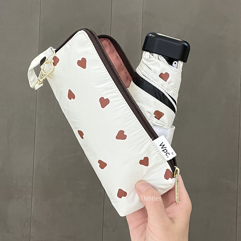 日本进口WPC伞迷你超轻小巧晴雨防晒伞黑胶爱心轻量便携三折五折