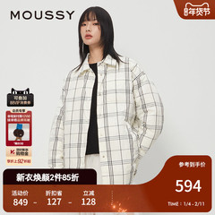 MOUSSY 秋季新品日系格纹薄绒羽绒服衬衫外套女028HAZ30-0281