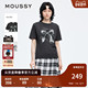 MOUSSY早秋休闲风大蝴蝶结印花圆领短袖 T恤028IAA90 0731