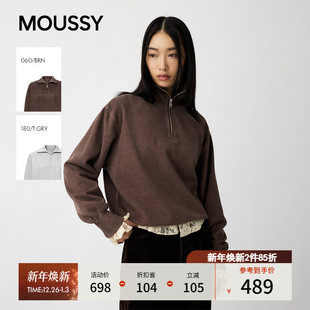 2201 休闲风字母半拉链针织卫衣女010IA490 MOUSSY2025秋季 新品