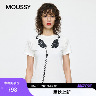 MOUSSY x Vaquera联名2026春季新品耳机印花短袖T恤010JSF01-0021