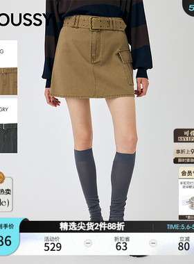 MOUSSY春季新品甜酷辣妹风A字大口袋半身短裙010IA431-2011