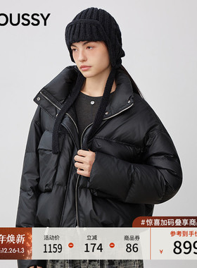 moussy2025秋季新品短款90鸭绒立领羽绒夹克外套女028IAC30-1005