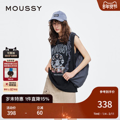 MOUSSY 2025夏季新品美式街头摩天轮LOGO无袖T恤女028ISZ90-0861