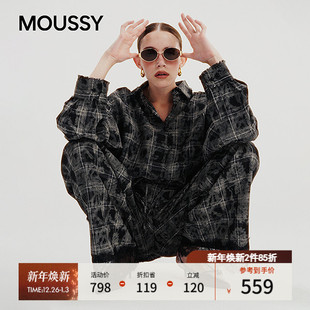028IAA30 李斯丹妮同款 衬衫 25秋品日系撞色格子长袖 0341 MOUSSY