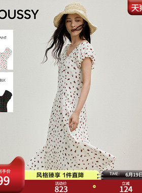 MOUSSY 2026夏季新品法式度假风碎花泡泡袖连衣裙女028JSC33-1024
