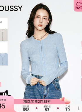 MOUSSY 2026春季新品甜美温柔风双头拉链修身针织衫028JSA70-1016