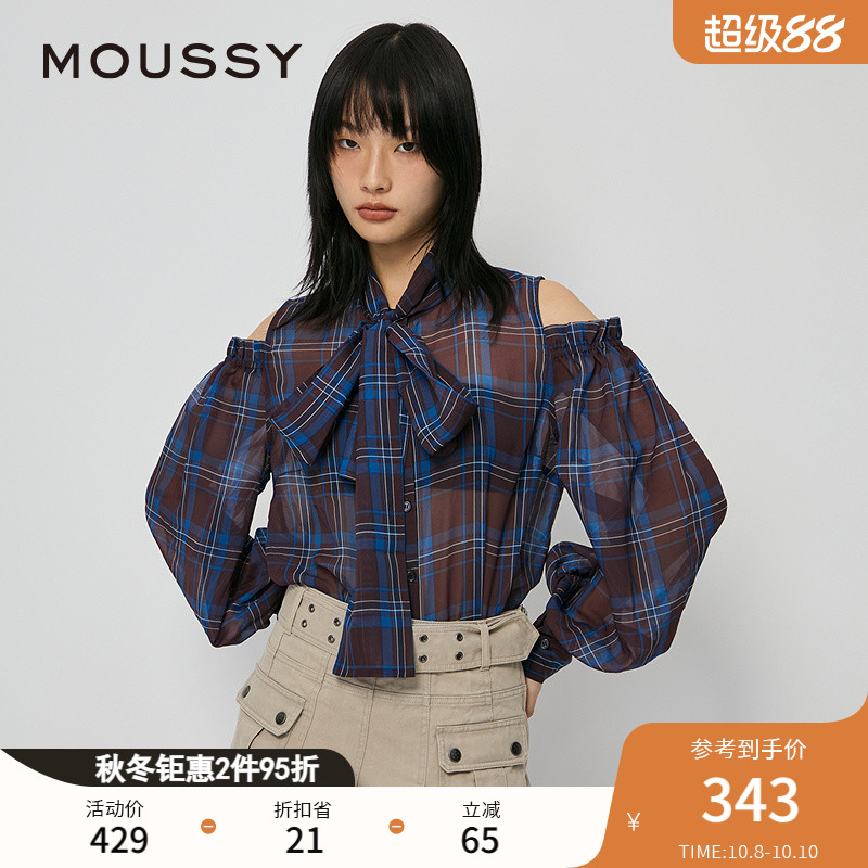 衬衫moussy格纹怀旧港风