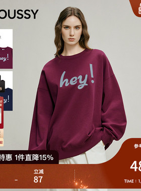 MOUSSY 2025冬季新品休闲风印花oversize圆领卫衣女028IAB80-1007