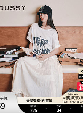 MOUSSY 早春潮流涂鸦风字母印花宽松短袖T恤028IAA90-1002