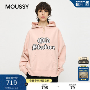 字母破洞连帽卫衣010JS290 MOUSSY 甜酷风哥特式 新品 0491 2026春季