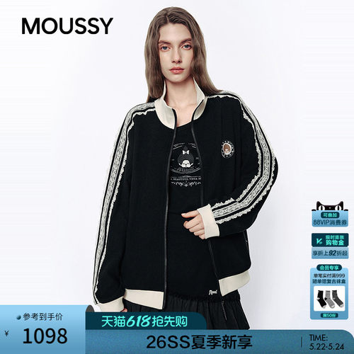 MOUSSY&Monchhichi合作款2026夏季新品蕾丝撞色外套028JSZ01-1008