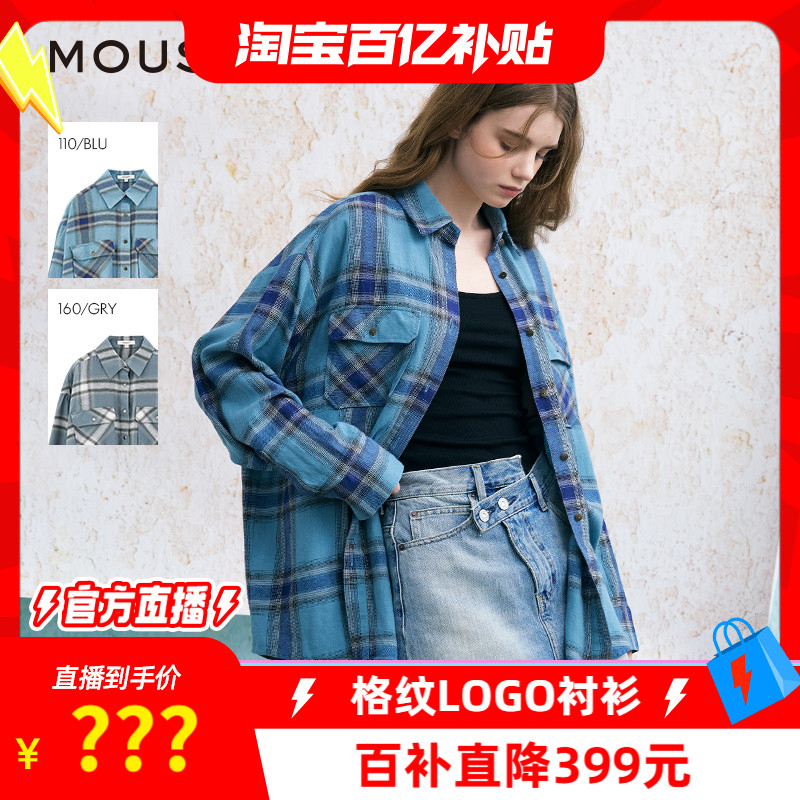 MOUSSY美式格纹LOGO印花衬衫