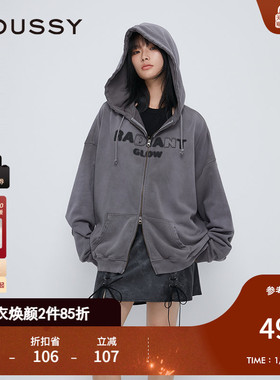 MOUSSY秋季新品男友风贴布刺绣拉链外衣外套女028IAZ90-1017