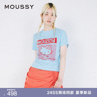 MOUSSY做旧趣味kitty短袖