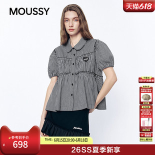 MOUSSY&Monchhichi合作款 2026夏季新品泡泡袖衬衫028JSZ01-1007