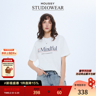 STUDIOWEAR x MOUSSY春季新品撞色字母短袖T恤028ISA90-1731