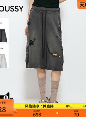 MOUSSY 2026夏季新品慵懒潮酷风破洞oversize休闲裤028JSZ81-1001
