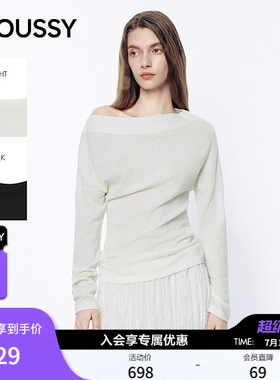 MOUSSY 2026春季新品温柔优雅风修身一字领针织衫女031JSA70-1002