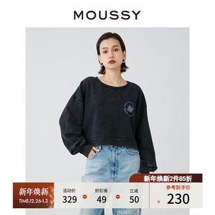 0020 运动休闲风纯棉宽松街头感卫衣028HS990 MOUSSY 早春新品