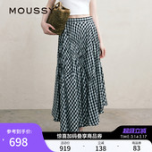 3021 文艺感不规则格纹半身裙女028ISA30 MOUSSY 春季