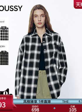 MOUSSY 2026春季新品韩系复古风格子宽松衬衫外套女028JSA30-1023