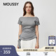 T恤028IAA80 简约短袖 1008 约会捏褶收腰修身 MOUSSY早春新品