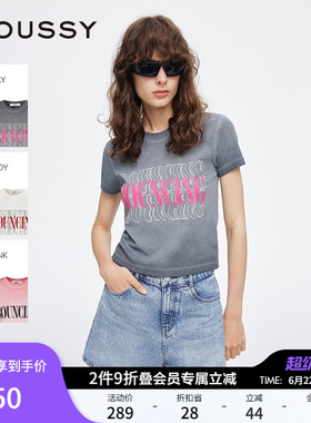 明星同款MOUSSY夏季新品美式辣妹风做旧LOGO短袖T恤028ISZ90-0871