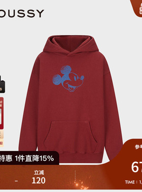MOUSSY 2025春季新品迪士尼联名新年米奇连帽卫衣女010ISY90-3481