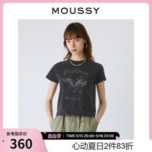 Y2K做旧感休闲风宽松短袖 MOUSSY 新品 5080 夏季 T恤女028GAZ90