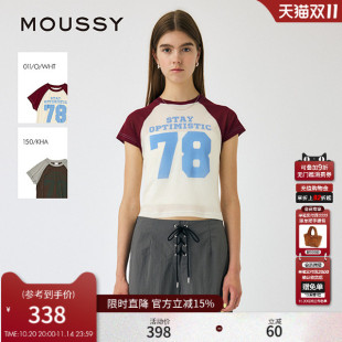 网上T恤010IS490 MOUSSY 运动感数字印花插肩袖 新品 4261 秋季