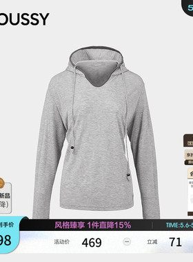 MOUSSY 2026春季新品休闲运动风条纹连帽抽绳卫衣女028JSC80-1019