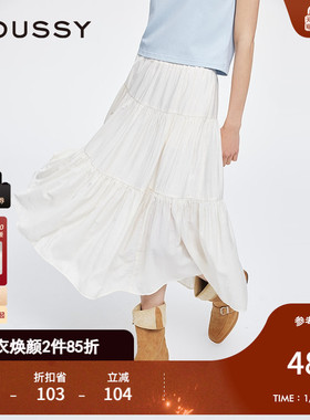 MOUSSY 春季新品文艺田园风大摆裙长款半身裙女028ISA31-3261