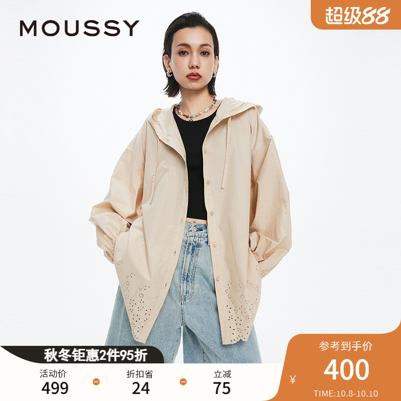 MOUSSY日系休闲风连帽衬衫外套