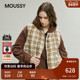 MOUSSY 1108 复古格子仿羊羔绒撞色马甲背心028IAC30 冬季 新品