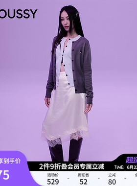 MOUSSY&Monchhichi合作款春季新品长袖针织开衫028IAA01-1034
