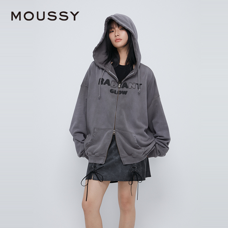 短款MOUSSY棉街头复古铜色拉链