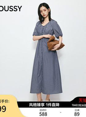 【爆品回归】MOUSSY 2026夏季新品复古格子连衣裙028JSX33-1011